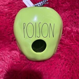 Rae Dunn Lime Green 'POISON' Ceramic Apple Accent